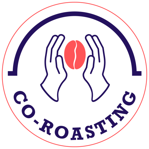 Logo Co-Roasting : deux mains accueillant un grain de café